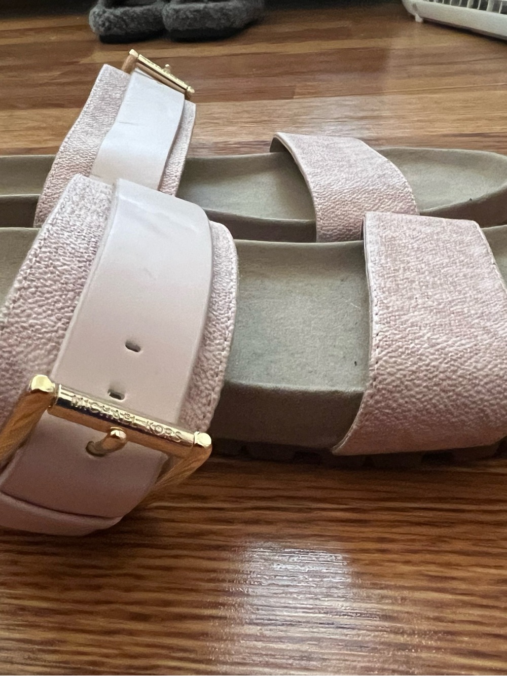 Michael Kors Dual-Strap Slide Sandals in Light Beige and Pale Pink - Picture 7 of 11